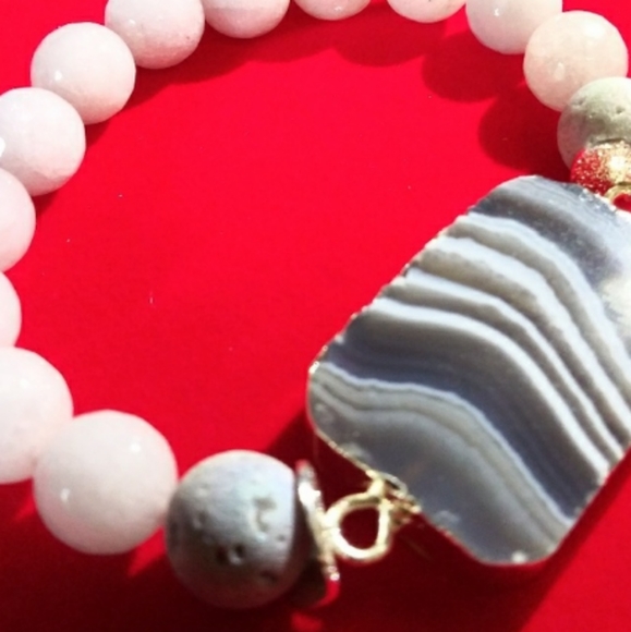 DRUZY-Banded Agate Stone Bracelet - Picture 1 of 4